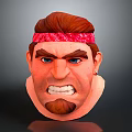 Cartoon Male Character Head With Red Hair Red Bandana Blue Eyes And Angry Expression