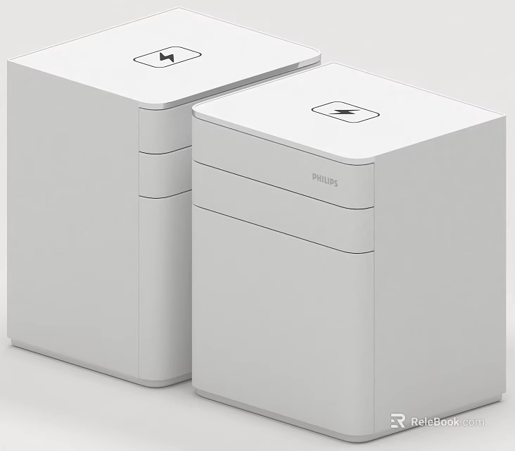 Modern White Storage Lockers With Sleek Design And Two Units 3d model