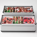 Commercial Stacked Glass Door Freezers with Assorted Meat Products on