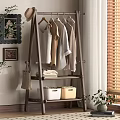 Modern Hanger Coat Rack Floor Hanger Mobile Coat Rack 3d model