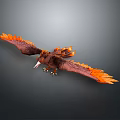Flying Raptor with Orange Brown Feathers Spread Wings Sharp Talons and Gray Gradient Background 3d model