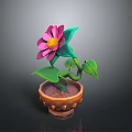 Pink Flowering Plant with Green Leaves and Pink Petals in Brown Decorative Pot