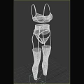 Women's Elegant Pink Lace Lingerie Set With Bra Panties And Stockings