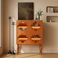 Modern Wooden Entryway Console And Side Cabinet With Carved Doors And LED Lights