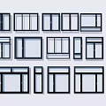Various Window Designs With Different Frame Styles And Glass Panels 3d model
