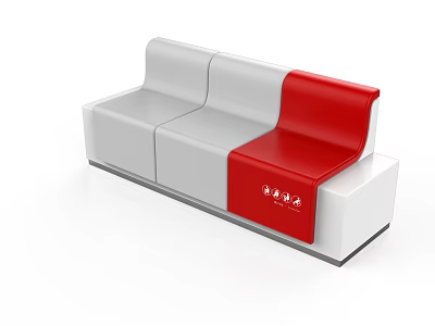 Modern Multi Seater Sofa With White And Red Contrast Design For Living Room 3d model