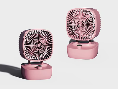Two Pink Modern Air Cooler Fans With Compact Design And Stylish Portable Base 3d model
