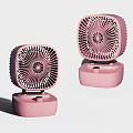 Two Pink Modern Air Cooler Fans With Compact Design And Stylish Portable Base