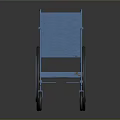 Blue Wheelchair Featuring Classic Design Large Rear Wheels Small Front Casters Armrests And Footrests