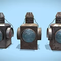 Three Vintage Metal Decorative Lanterns With Glass Shades For Home Furniture