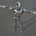 Game Movie Robotic Character With Silver Mechanical Body Blue Eyes And Outstretched Arms