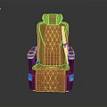 Contemporary Car Interior Featuring Orange Seat With Black Trim White Safety Belt And Quilted Stitching Design