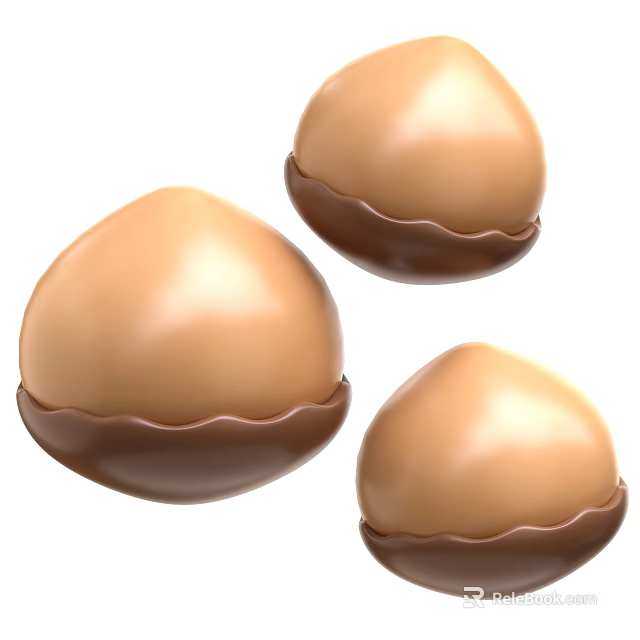 Appetizing Round Chocolate Shell Desserts With Smooth Surface And Brown Edges 3d model 