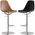 Modern Brown And Black Leather Bar Stools With Adjustable Metal Base And Sleek Design