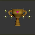 Elegant Golden Household Trophy With Pink Gem And Star Accents