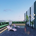 Light Luxury Simple Modern Outdoor Roof Balcony 3d model