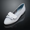 Elegant Light Gray Suede Flat Shoes With White Bow Detail For Women's Daily Wear