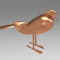 Modern Copper Bird Shaped Decorative Ornament Set For Home Decor 3d model