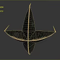 Symmetric 3D Geometric Structure With Black Surface Red Lines And Blue Accents