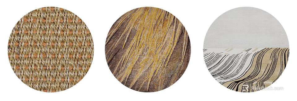 Elegant Round Rugs with Woven Textures and Earth Tone Patterns for Home Decor 3d model
