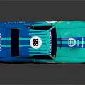 Blue Vintage Modified Race Car With POTSYNA Lettering Number 88 And Rear Spoiler