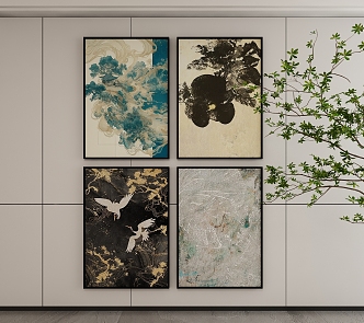 New Chinese Style Decorative Hanging Painting 3d model