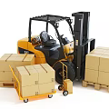 Industrial Equipment for Material Handling with Forklift Cardboard Boxes Hand Trolley and Pallets