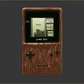 Retro Game Boy Electronic Device With Wooden Design And Gaming Screen