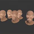 Five Male Bald Head Models With Different Angles And Realistic Facial Features