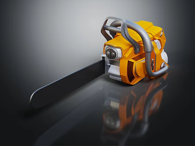 Orange And Black Modern Chainsaw With Ergonomic Handle For Efficient Cutting Tool 3d model