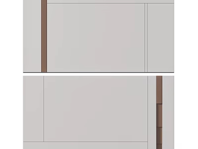 Gray Background Wall With Brown Accent Strips And Panel Partition Design 3d model