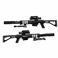 Two Black Sniper Rifles With Scopes And Tactical Accessories Showcase 3d model