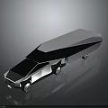 Futuristic Geometric Vehicle 3D Model With Black White Sleek Design And Modern Wheels