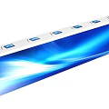 White Long Strip Startup Device With Multiple Blue Ports And Wave Lighting Effect