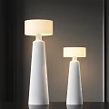 Modern White Floor Lamps With Conical Bases Round Shades And Grey Wall Background