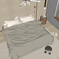 Modern Double Bed Interior With Beige Linen Bedding Bedside Tables And Lamps
