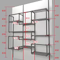 Iron Pipe Wall Mounted Open Shelving Unit With Geometric Design For Storage And 3d model