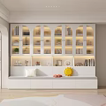 Modern White Storage Cabinets With Glass Doors Books Decorations And Lower Storage Drawers