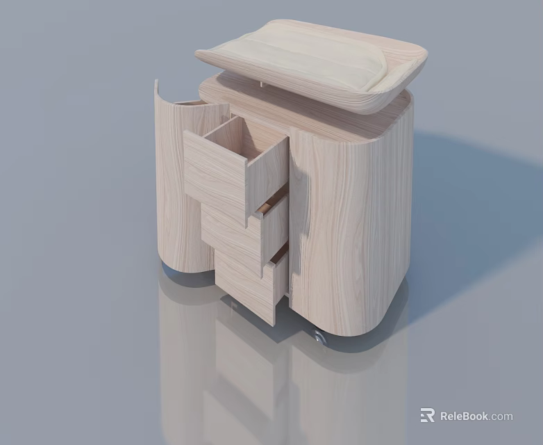 Light Wooden Sofa Coffee Table Set With Modern Design And Drawers 3d model