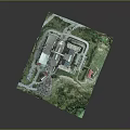 Modern Large Building Complex Architectural Design With Greenery Parking Areas And Roads