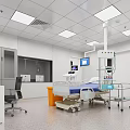 Modern Hospital Outpatient Room With Medical Equipment Cabinet And Chair