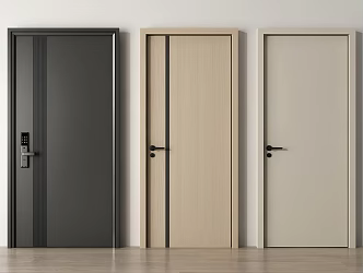Single door security door flat door solid wooden door bedroom door wooden door room door 3d model