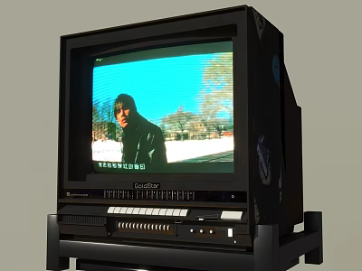 Vintage GoldStar Television With Outdoor Scene On Screen And Control Panel 3d model