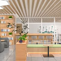 Artistic Library Reading Space With Bookshelves And Chairs 3d model