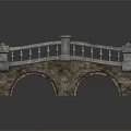 Classic Stone Arch Bridge Structure Featuring Ornate Railing And Two Arch Openings In Stone Masonry