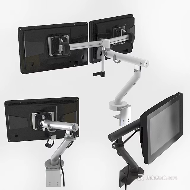 Ergonomic Computer Monitor Arms Supporting Multiple Screens with Adjustable Desk Mount Design 3d model 