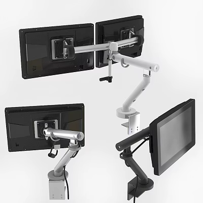 Ergonomic Computer Monitor Arms Supporting Multiple Screens with Adjustable Desk Mount Design 3d model