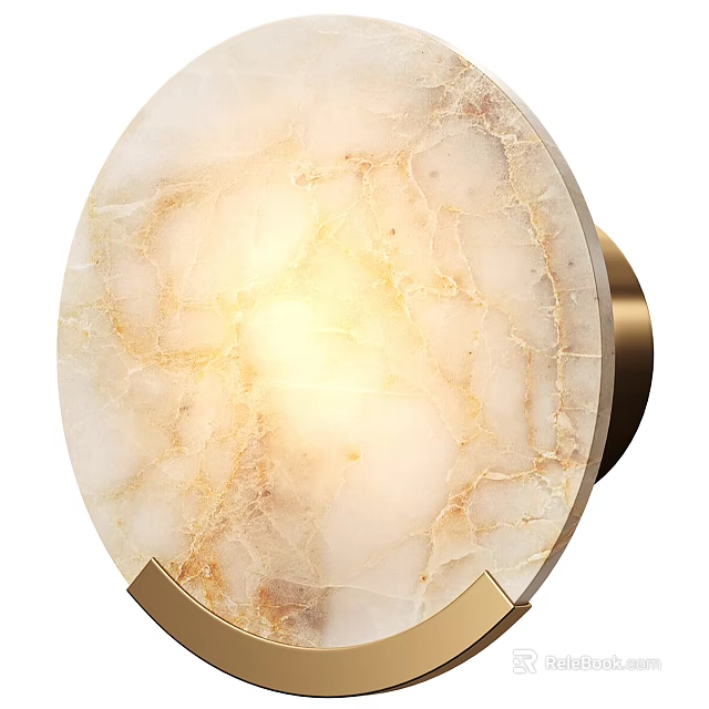 Modern Wall Lamp With Textured Marble Panel And Gold Base Warm Light 3d model 