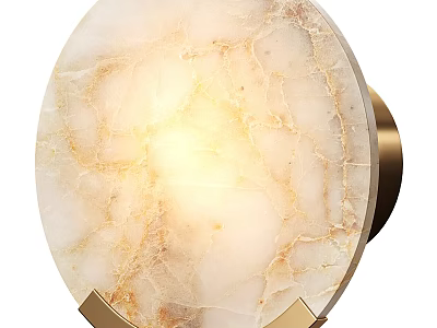 Modern Wall Lamp With Textured Marble Panel And Gold Base Warm Light 3d model