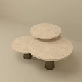 Modern Coffee Table Set With Round Light Colored Tops And Dark Conical Bases 3d model
